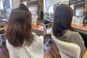 癖毛カットのビフォーアフター写真1：乾かすだけでまとまる実例