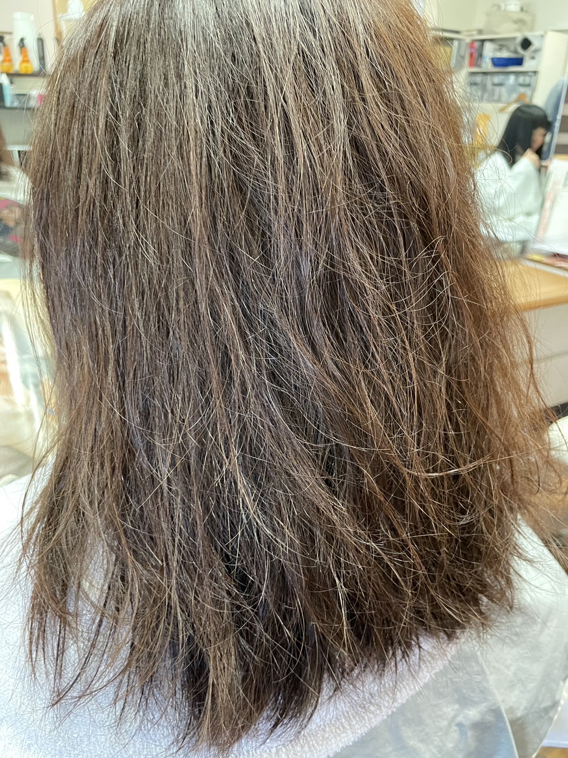 2023年 ドライヤーの熱ダメージで毛先がジリジリし、ロングヘアに伸ばせず悩んでいた50代女性の髪