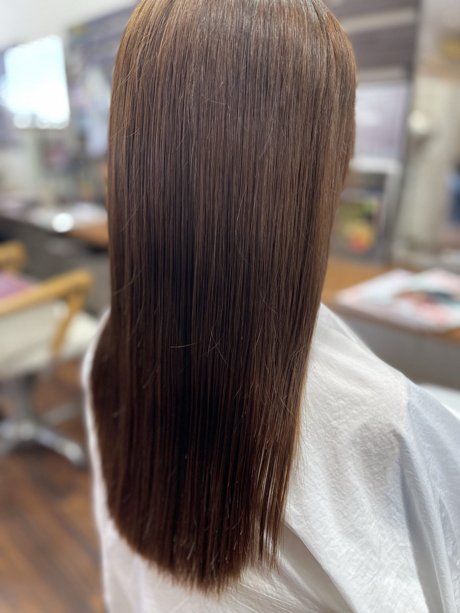 2026年9月 カラサポ4回目後のロングヘアを右斜めから見た状態